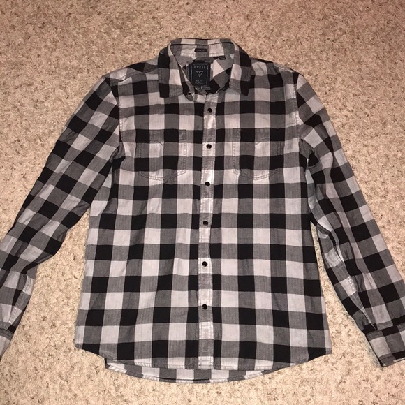 🖤GUESS BLACK LABEL MENS PLAID L/S SHIRT SIZE L🖤 - Picture 1 of 10
